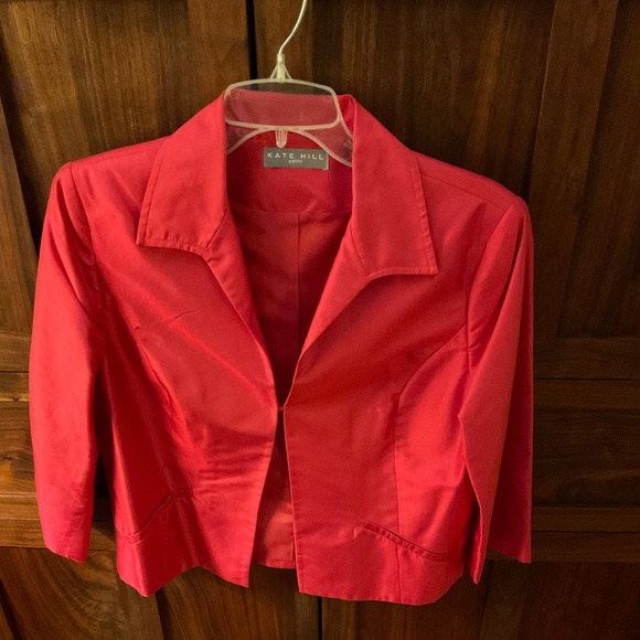 Ann Taylor Silk cocktail dress in fushia and orange. - Picture 6 of 8